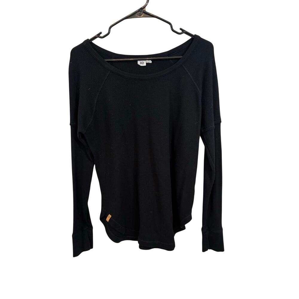 tentree Organic Cotton Waffle Knit Thermal Top Women’s Small Black Gorpcore